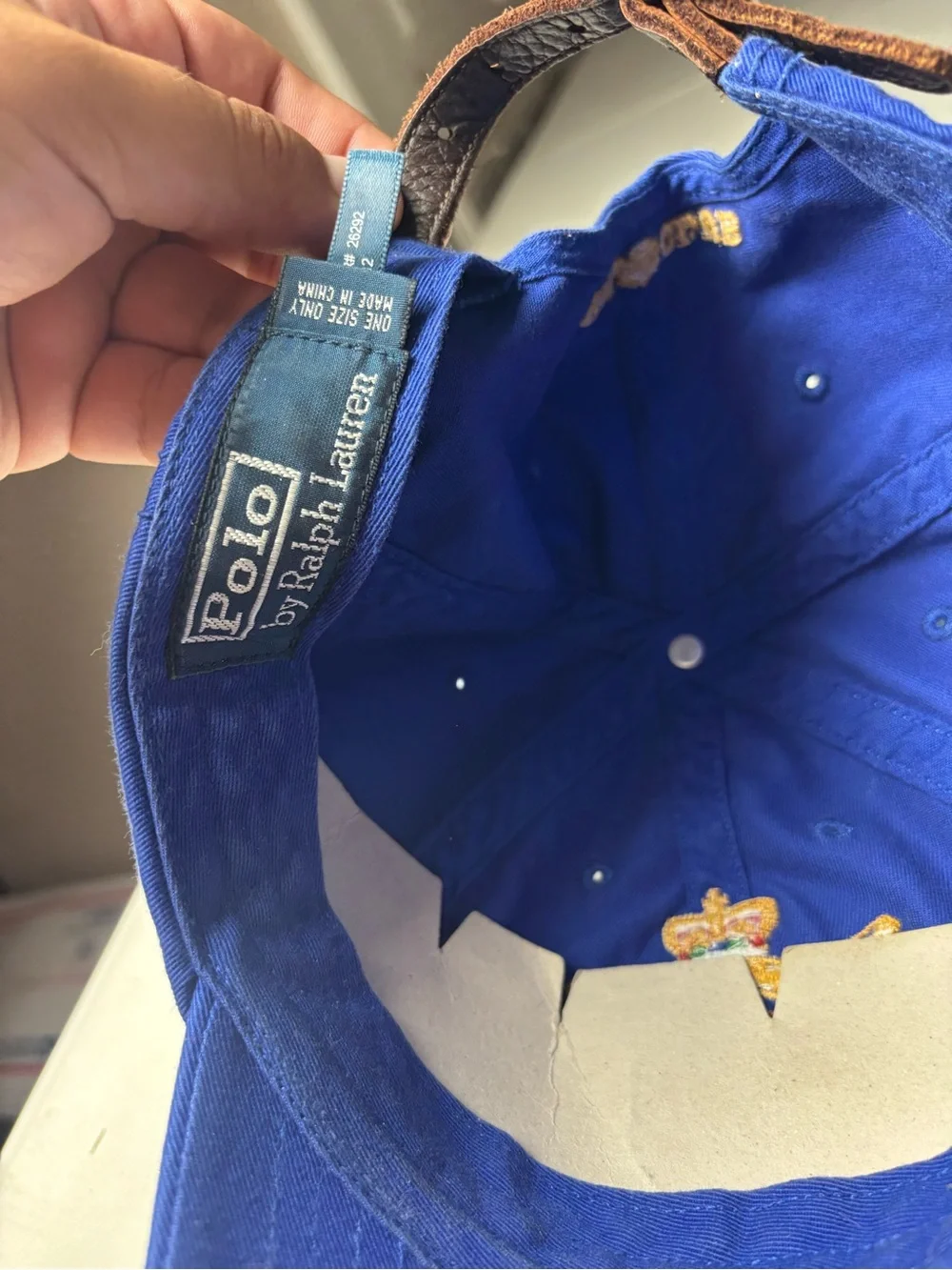 VTG Polo Ralph Lauren PRL Club Royal Blue Equestrian Crest Denim Cap Hat